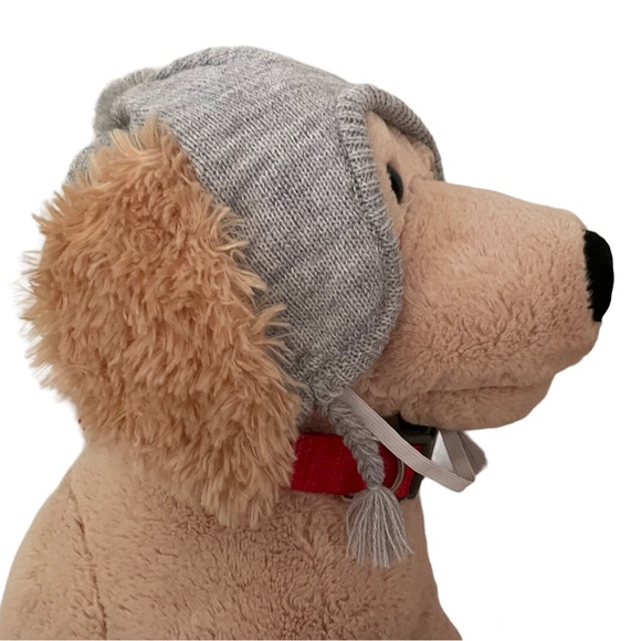 Dog Knit Winter Hat + Red Collar L Gray Red - Picture 3 of 14